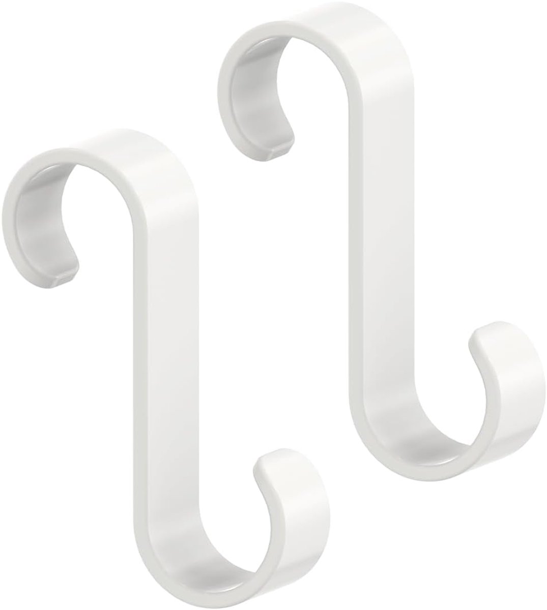 SnelShoppen - S Haak voor Ophangen, Stevige S-Vormige Haken, Versterkte S Hanger voor Planten, Tassen, Kleding, Buiten, Tuin, Zwembad (Wit, 8.5cm, 2 S