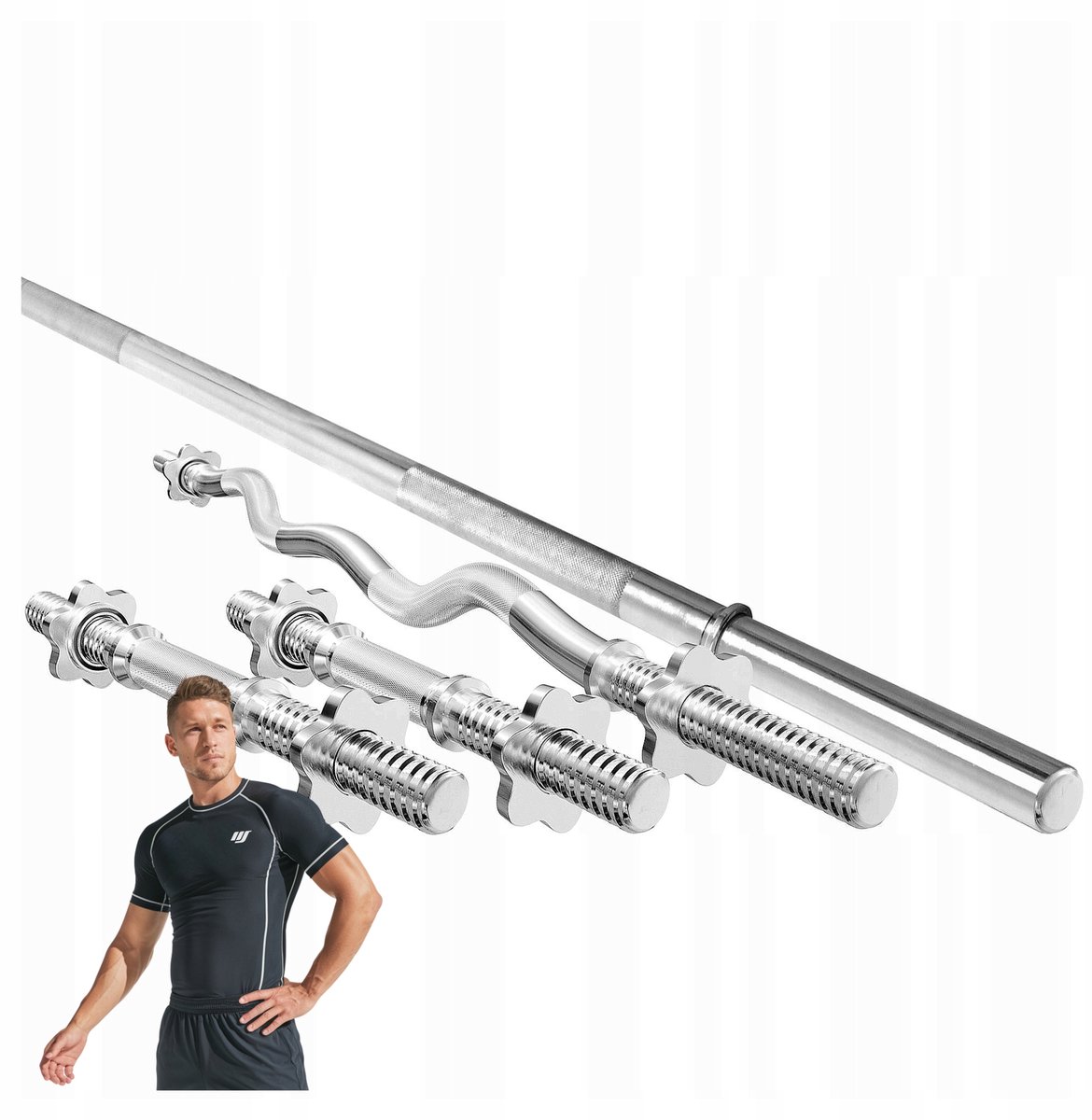 Marbo Sport - Halterstangenset MWG2 - 4 stangen van 30 mm - 198, 120 en 40 cm