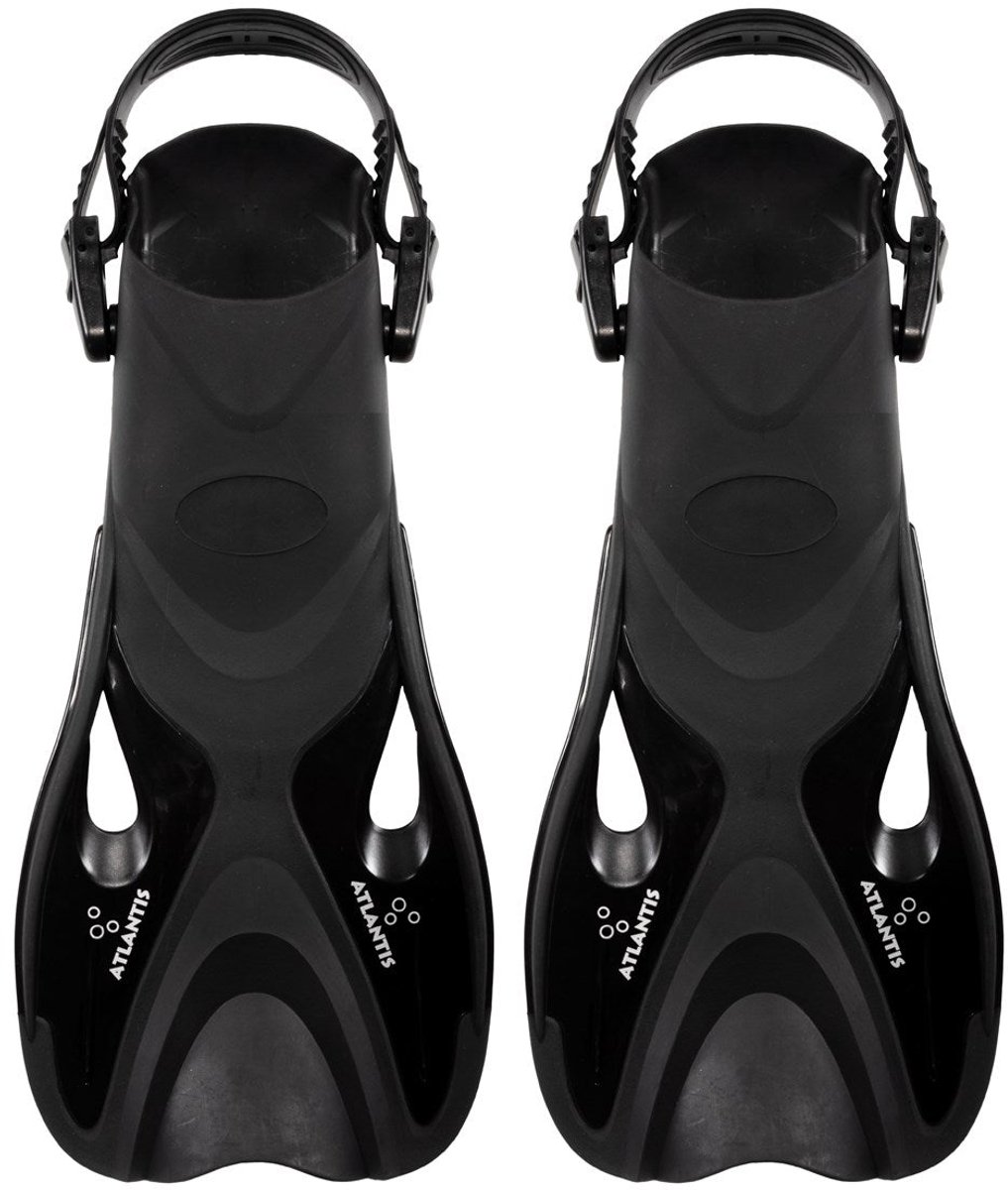 Atlantis Dolphin - Flippers - Zwemvliezen - Verstelbare Hielstrap - Voor Zwemmen & Snorkelen - Volwassenen - Zwart - 36-41