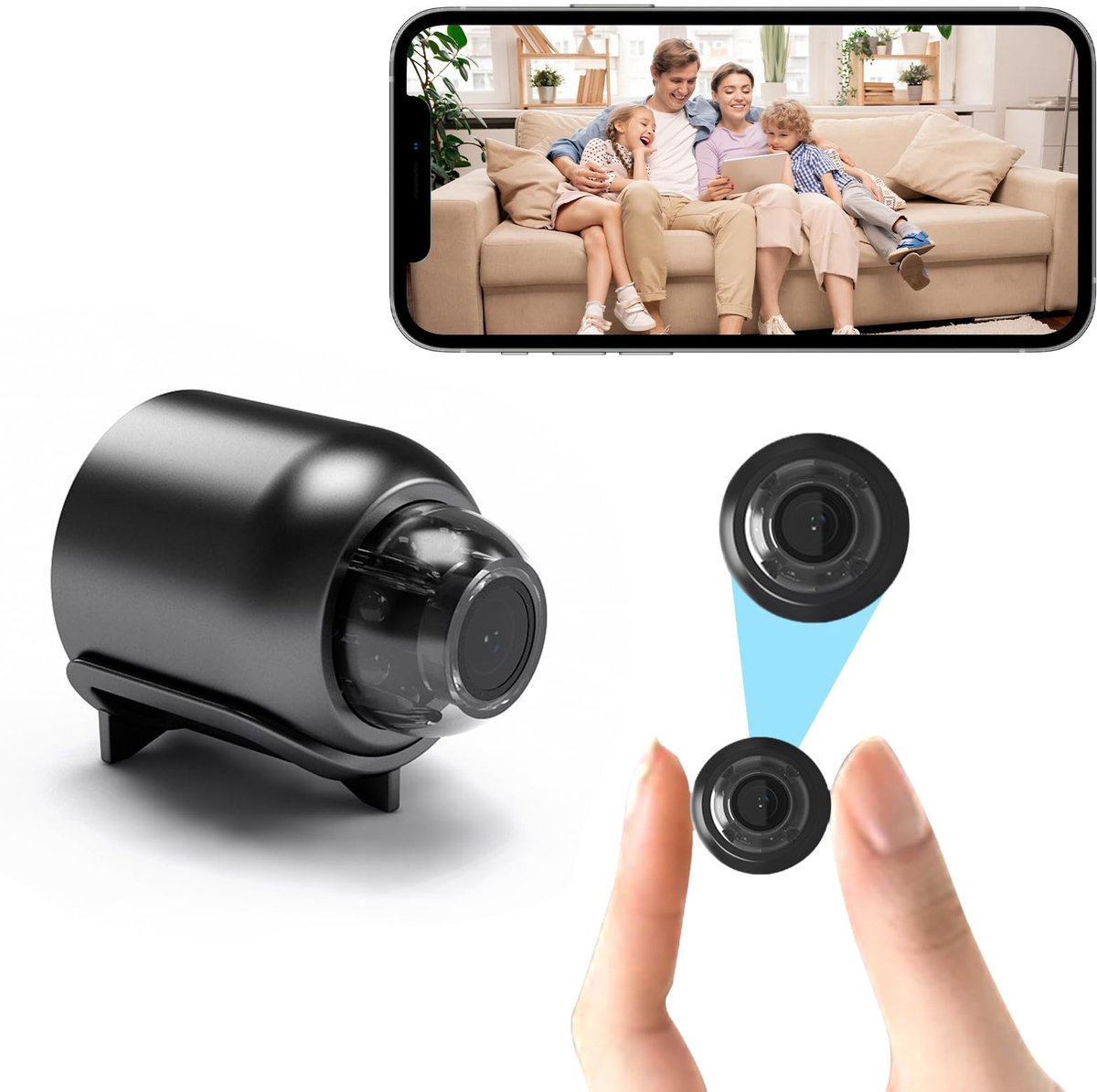 SnelShoppen - Draadloze Spionagecamera 1080P HD met Nachtzicht, Bewegingsdetectie en Audio, Mini Nannycam voor Thuis, Verborgen Beveiligingscamera voo