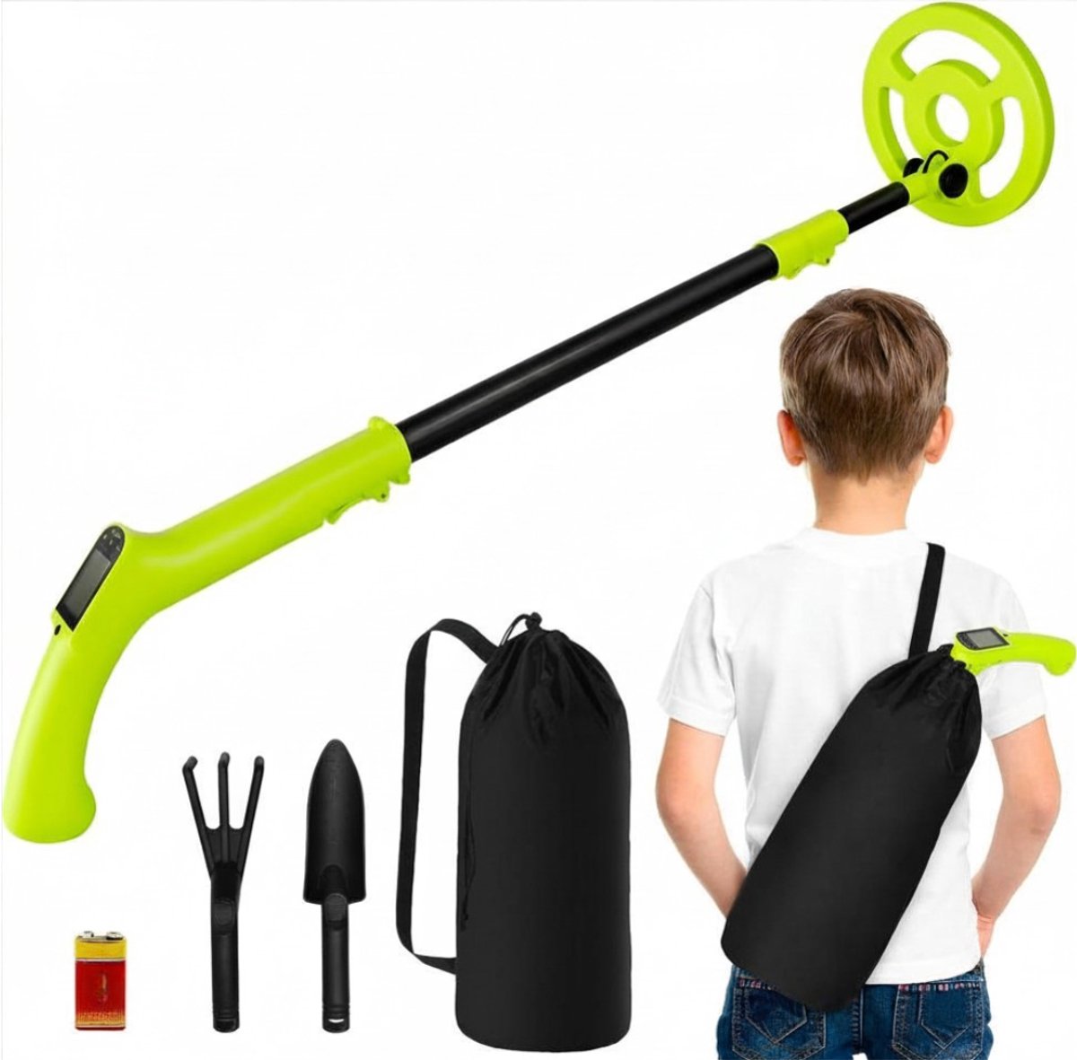 SNJY® Metaaldetector voor Kinderen - Metaaldetectors - Metaaldetector Kind - Oplaadbaar - Verstelbaar 61-89 cm - Groen