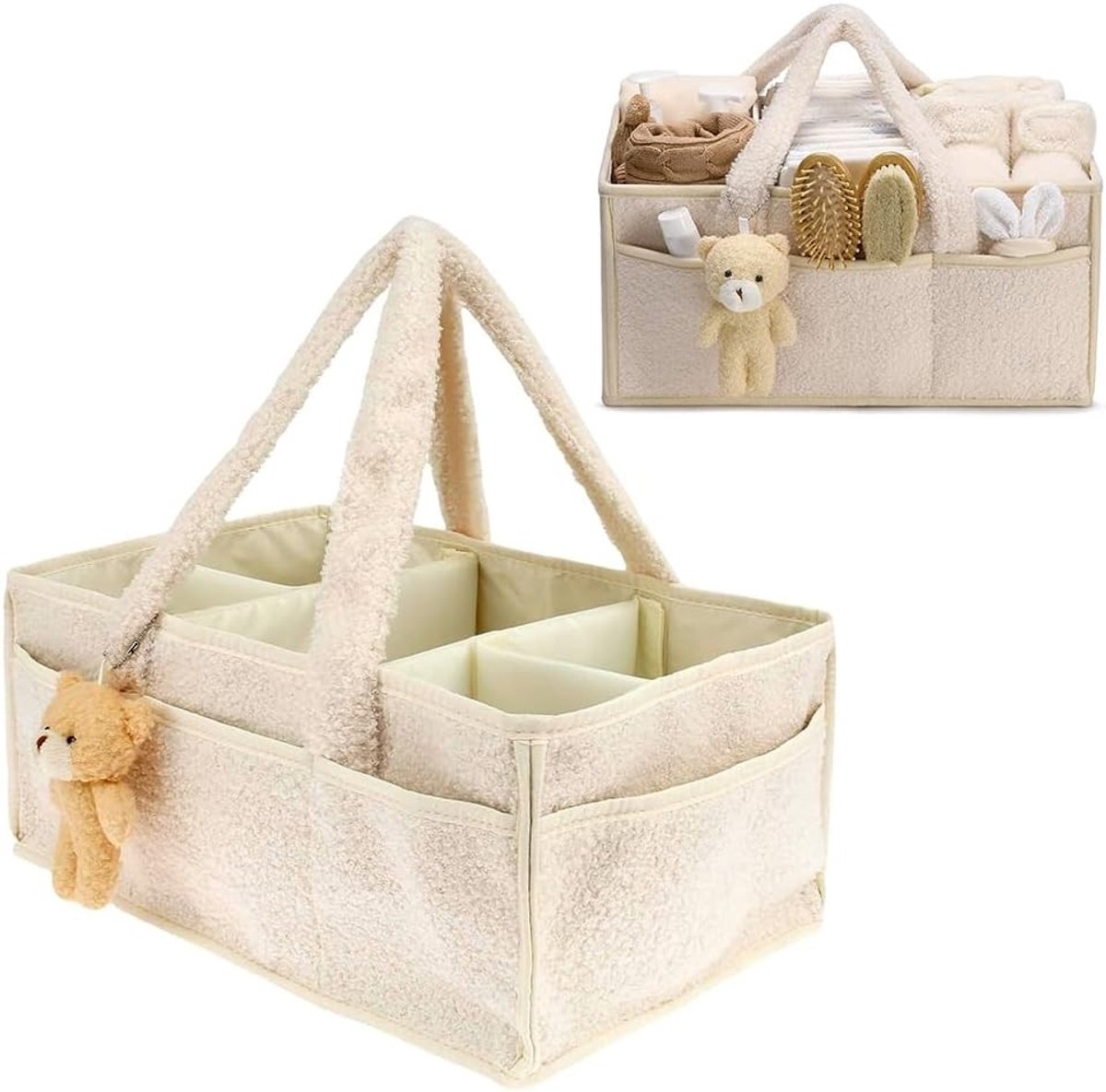 Multifunctionele Baby Luiertas Organizer met Compartimenten en Handvatten, Ideaal voor Verschoontafel en Babyaccessoires, Ruimtebesparend en Draagbaar