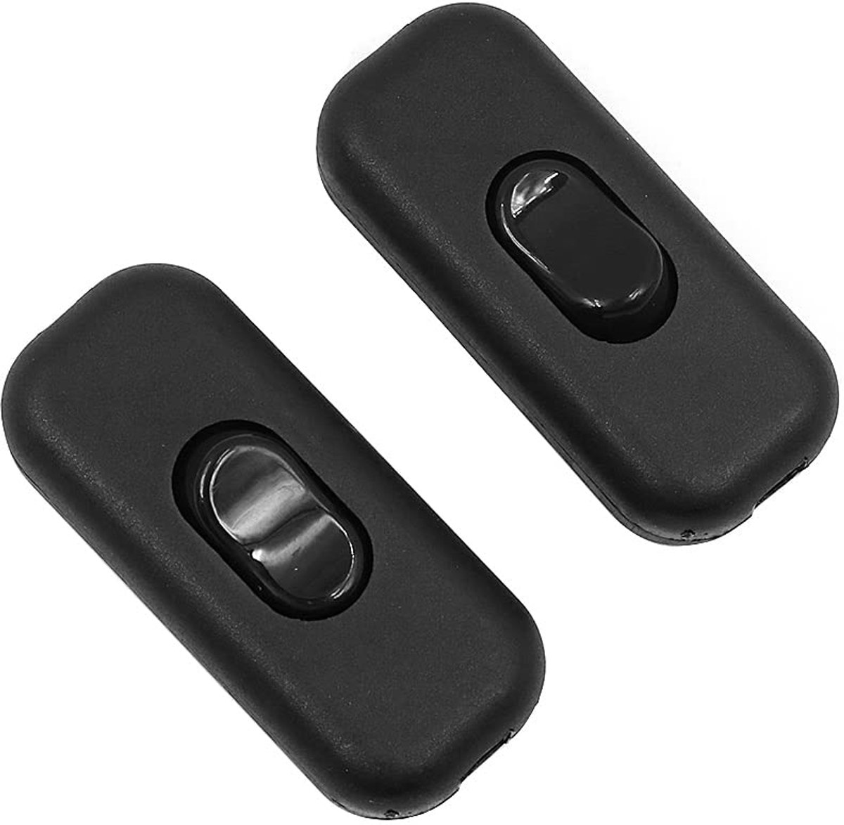 SnelShoppen - 2 Pack Inline Snoerschakelaar AC 250V 6A Aan-Uit DPST Controle Schakelaar voor Bedlamp, Tafellamp, Zwart