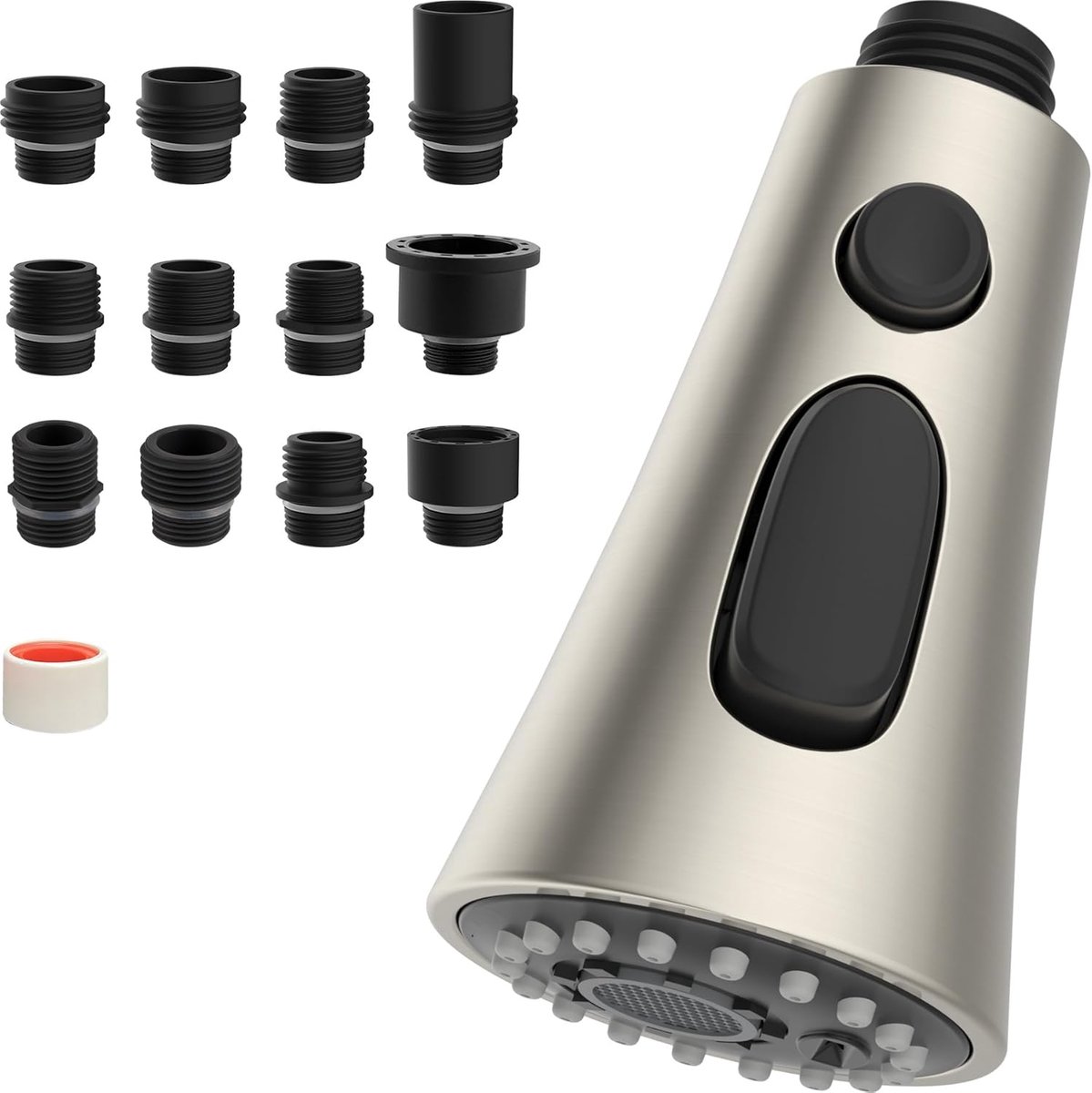 SnelShoppen - Keuken Kraan Douchekop Vervanging 3 Modi met 9 Adapters - Brushed Nickel - Handdouche voor Keuken en Afwas - Sterke Waterstraal en Spuit