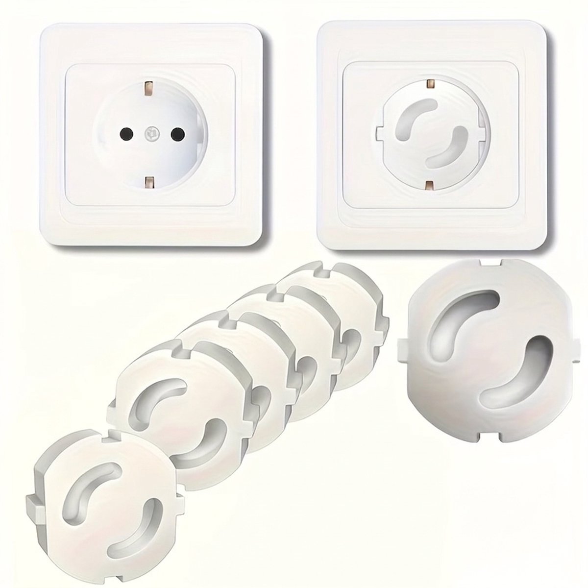 Stopcontact Beveiliging Kinderslot - 12 Stuks - Extra Dik ABS Materiaal - Stopcontact Afdekking Baby & Kind - Zelfdraaiend Draaimechanisme - Wit