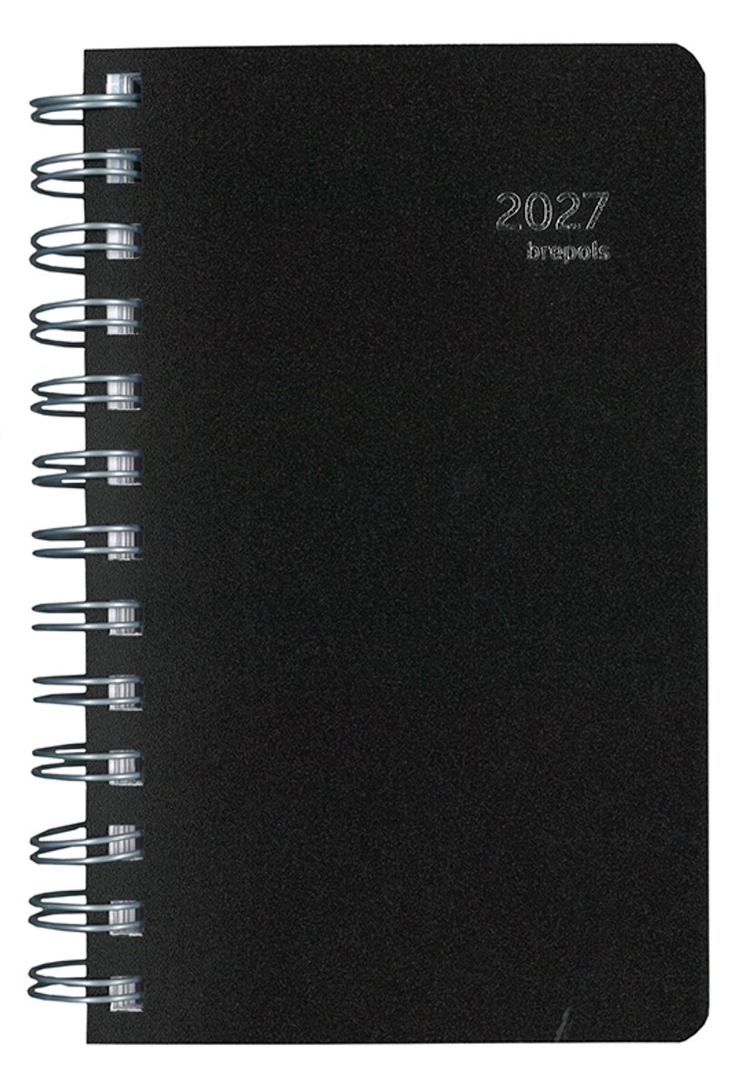 Brepols bureau agenda 2027 - BUILDING [0.414] - POLYPROP - Bureau agenda - 1 dag op 1 pagina - Dagoverzicht - Zwart - Wire-O - 10 x 16.5 cm