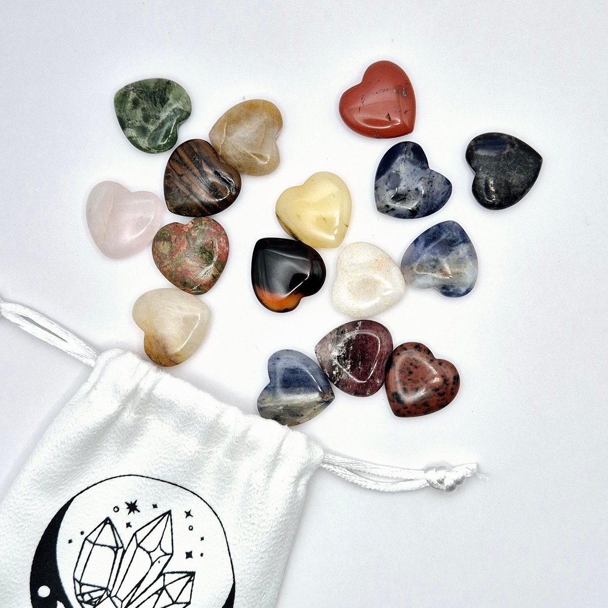 Mini Heart - Mixed crystals pocketstone worry stone