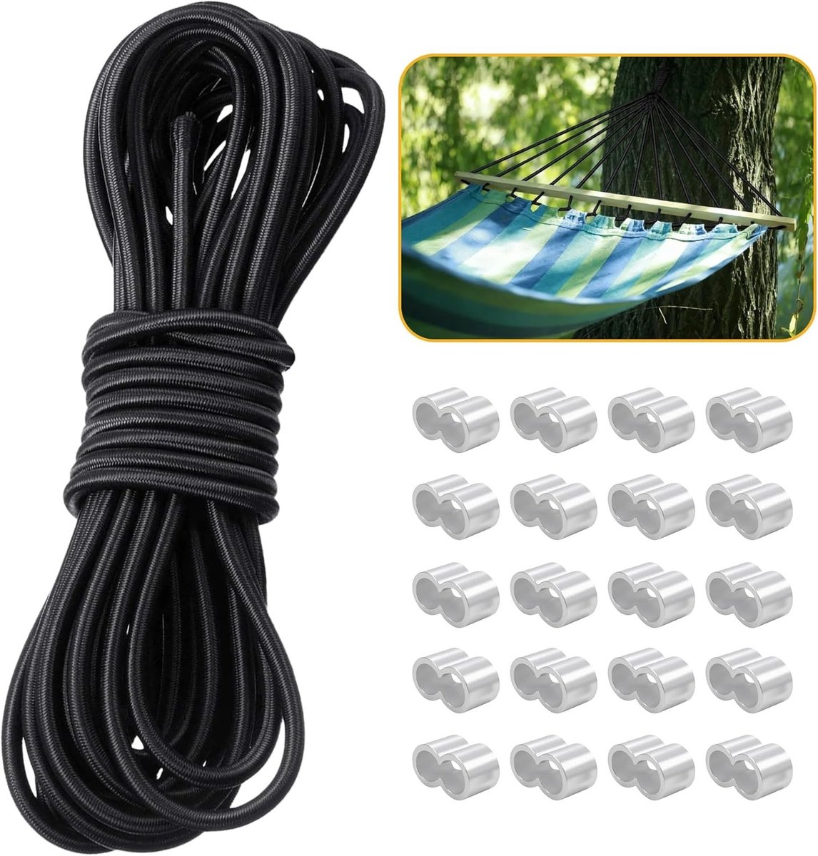 Robuuste 10 mm Rubber Touw voor Aanhangwagenzeil - Weerbestendig Expander Touw voor Kamperen, Zonzeil en Zwembadafdekking, 10 m Lang