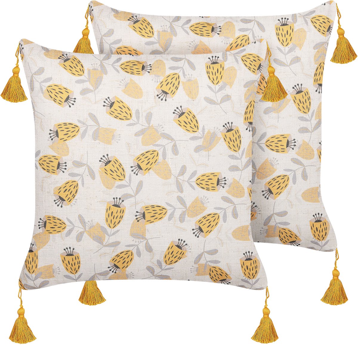 Beliani ABUTILON - Sierkussen set van 2 - Lichtbeige - 45 x 45 cm - Polyester