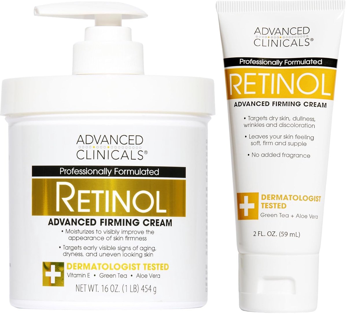 Advanced Clinicals Retinol Body Lotion & Face Moisturizer – Bodycrème & Gezichtscrème met Retinol + Travel Size