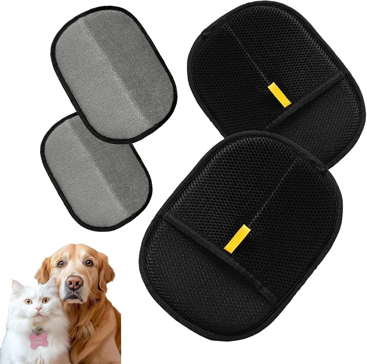 Efficiënte Verwijdering van Dierenhaar met Dubbelzijdige Herbruikbare Handschoenen voor Katten en Honden, Ideaal voor Sofa, Bed, Kleding en Auto's