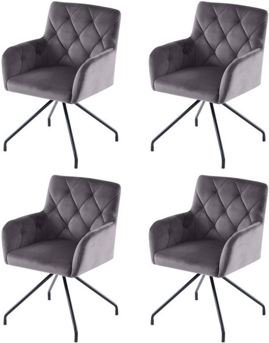 Eetkamerstoel – Stoel – Kuipstoel – Loungestoel – Zetel – Fluwelen Bekleding – Metalen Pot