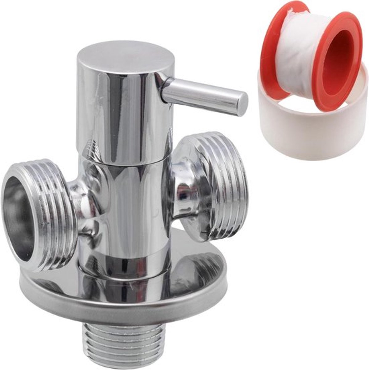 Dubbel afvoer hoekventiel 1/2" x 3/4" x 3/4" - Messing - Sanitair - Wastafel - Badkamer