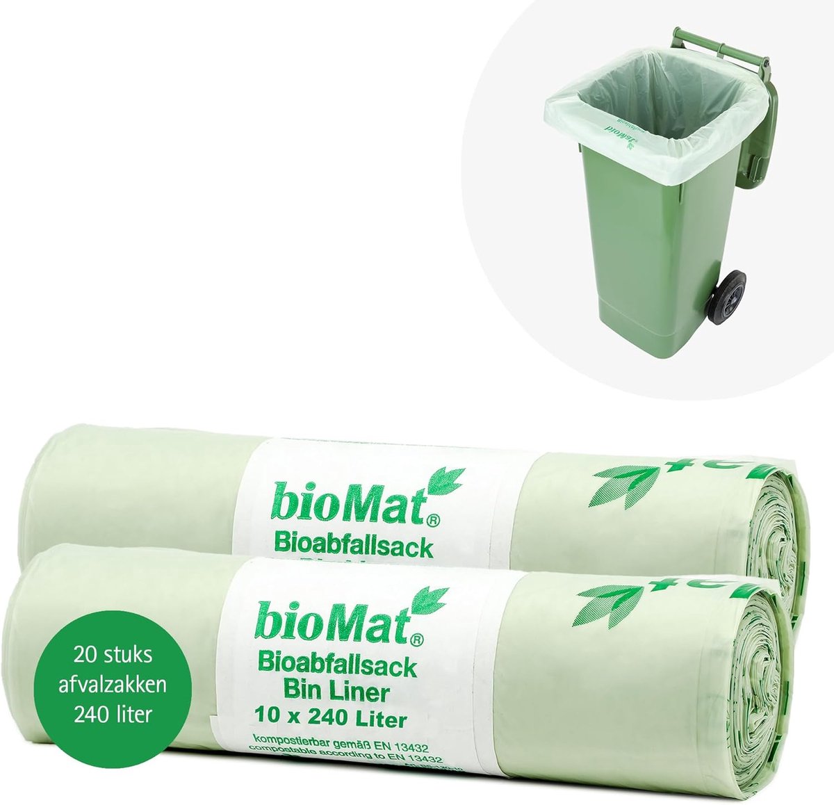 SnelShoppen - 20 Composteerbare Afvalzakken 240 Liter voor Groene en Grijze Container - Hoogwaardige Biodegradeerbare Zak - Premium Kwaliteit - Duurza