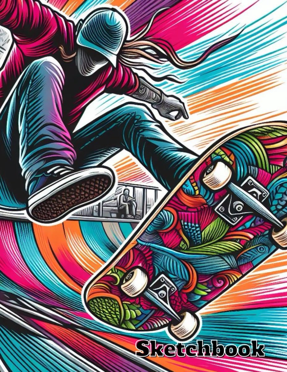 SnelShoppen - Skateboarder Sketchbook - Persoonlijk Artist Book voor Skateboard Ontwerpen, Doodles, Tekeningen & Meer - 106 Pagina's - Creatief Notiti
