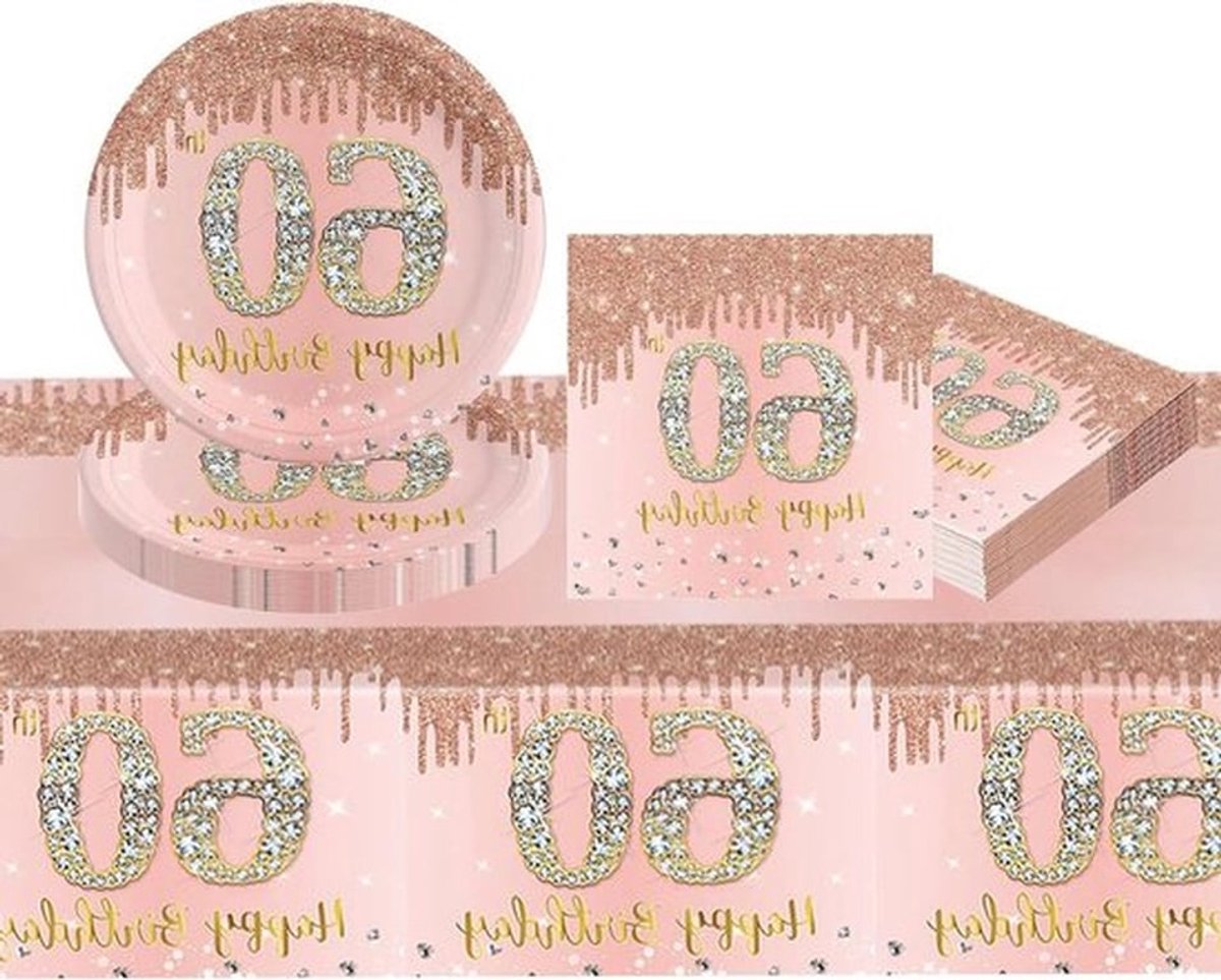 Servies set in roségoud voor verjaardag - 21-delig - Feestelijk tafel servies - Luxe uitstraling