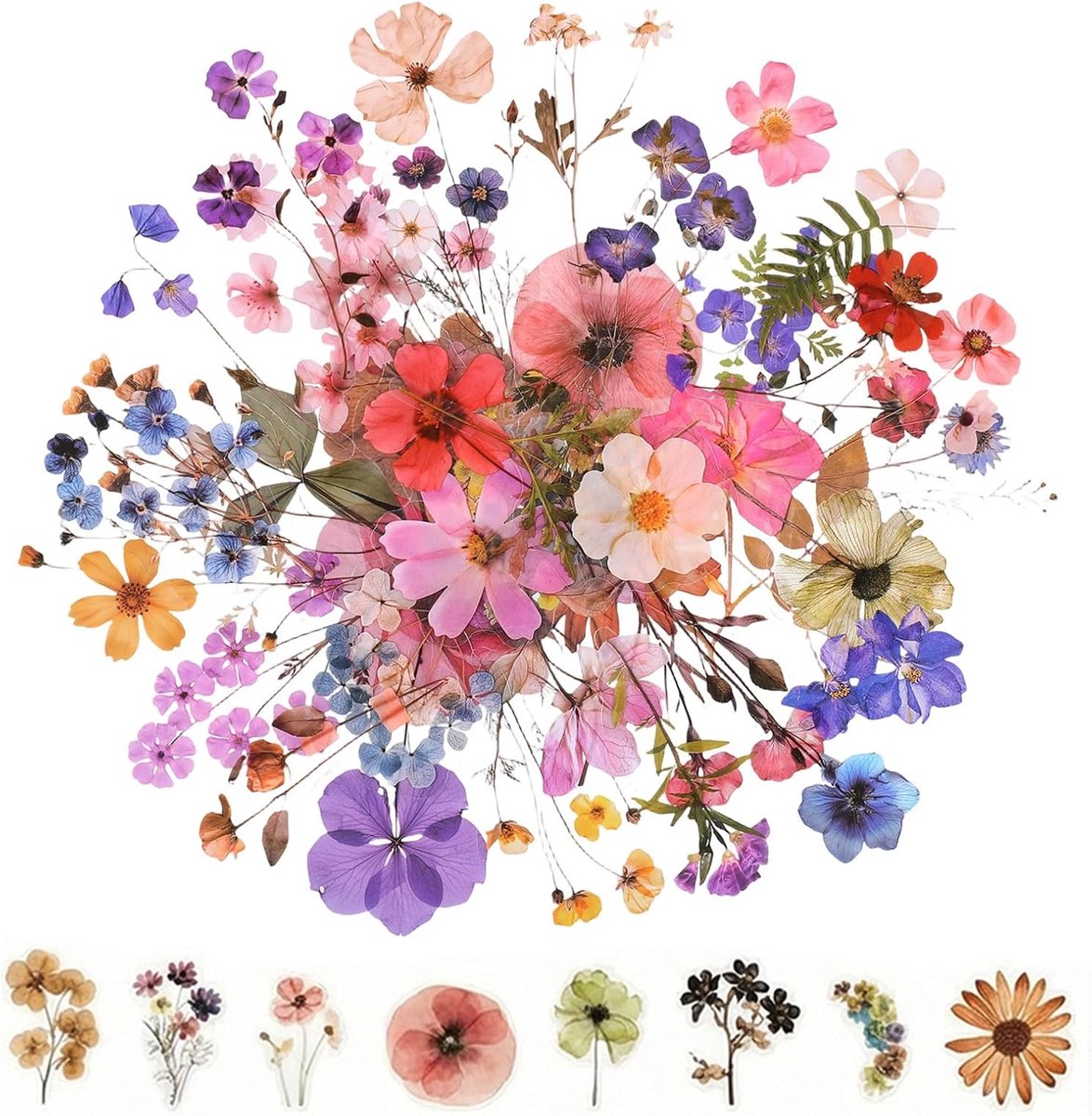 SnelShoppen - 200 Stuks Bloemen Scrapbooking Stickers, Bloemenstickers voor Scrapbook, Fotoalbum, Verzamelalbum, Laptops, Handwerk - Vintage, Botanisc
