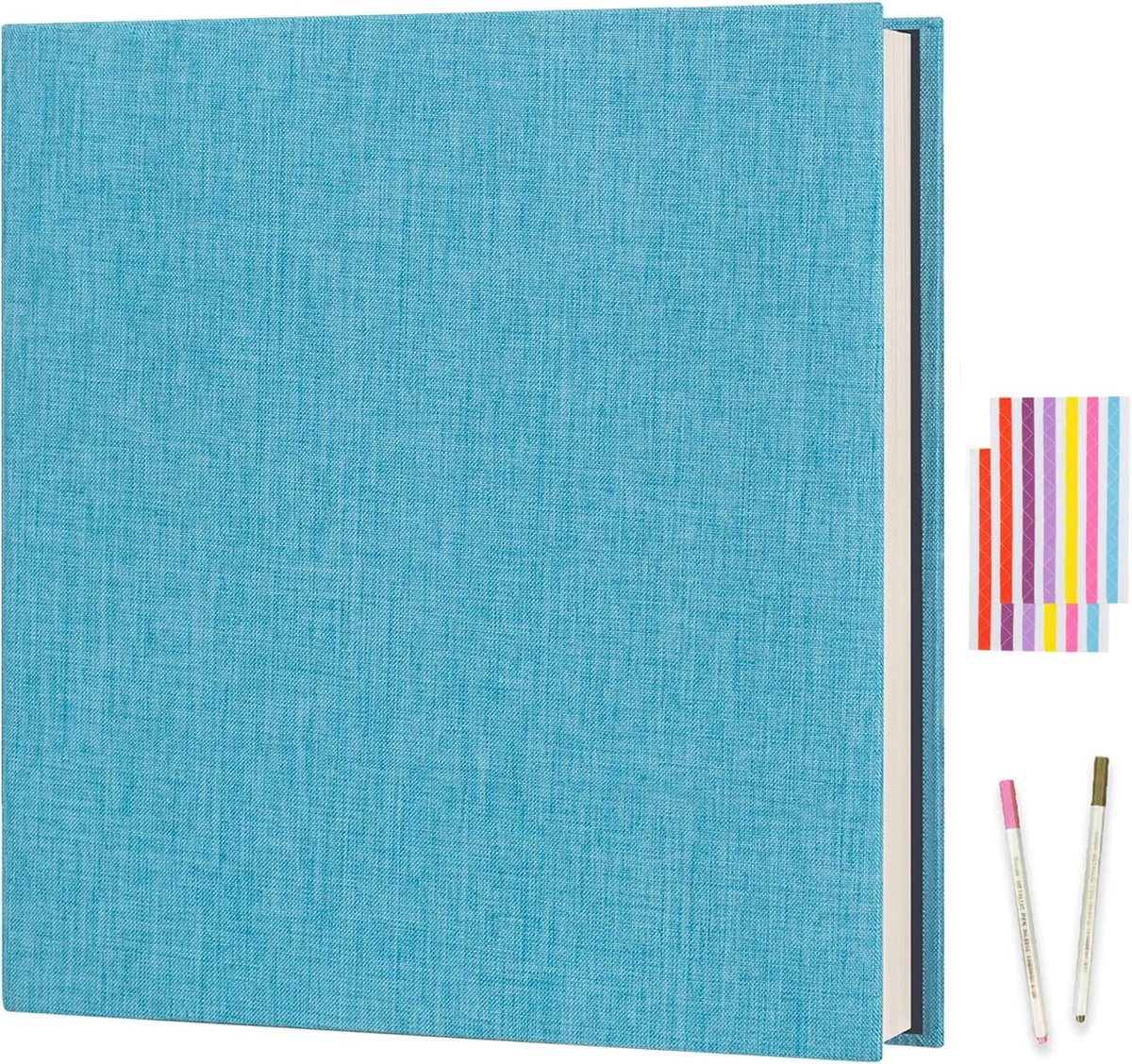 SnelShoppen - Fotoalbum Zelfklevend 10x15 cm - Linnen Fotoalbum met 40 Witte Pagina's - Sky Blue - Perfect voor Bruiloft, Verjaardag, Jubileum