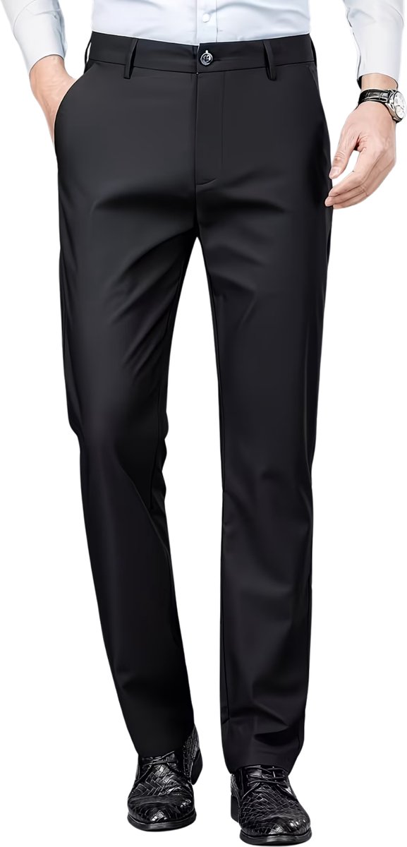 Currero Pantalon Heren Chino Regular Fit Golfbroek Nette Broek Elastische Tailleband Volwassenen XL Zwart