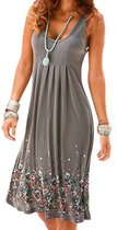 Zomerjurk - Casual dames jurk - Strandjurk - Zomer kleedje - XL - Comfortabel Ademend Polyester - Geschikt voor strandvakanties of dagelijks gebruik - Grijs