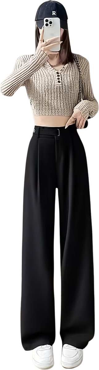 Currero Pantalon Dames Chino Golfbroek Nette Broek Met Elastische Tailleband Volwassenen M Zwart