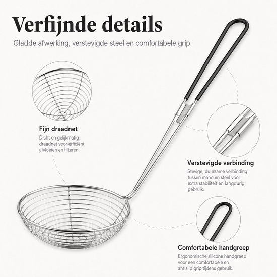 Fondue Netjes - Hotpot Zeefjes - Chinese Fondue - Fondue mandjes - Fondue zeef - RVS - 27.5CM - 4 Stuks - Zwart — afbeelding 2