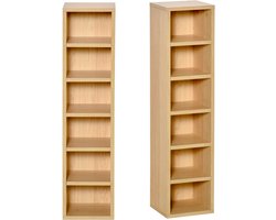 Set van 2 kolomplanken opbergkast CD-DVD 6 + 6 vakken dim. 21L x 19B x 88H cm capaciteit max. 160 CD's naturel