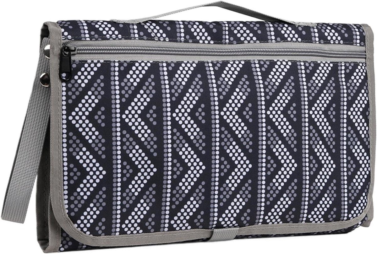 Baby Aankleedmat - Reis Verschoonmat - Luiers Verschoonen - Waterdicht Oxford Stof - 35 x 25 cm - Zwarte Stippen