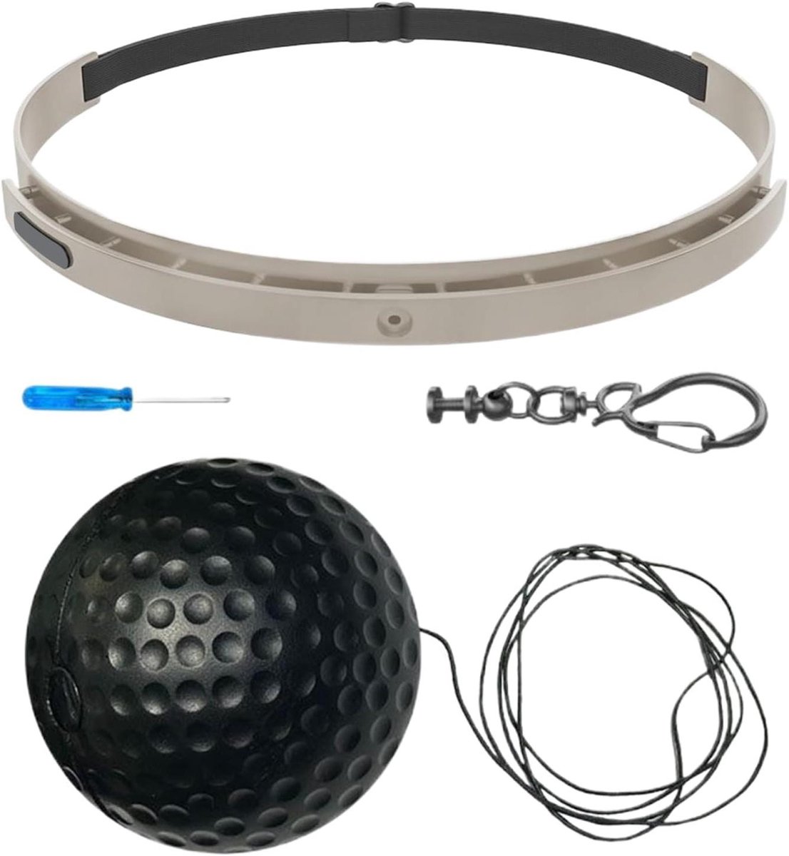 Boksbal met Hoofdband - Reactiebal Bokstrainer - Verbeteren Coördinatie - Zonder Montage Direct Klaar - 6 cm Diameter - Zwart