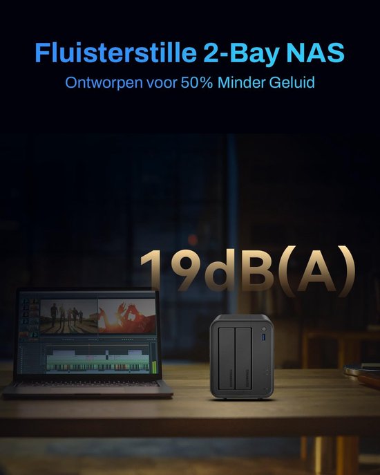 Netwerk Opslag - NAS Server - Thuisgebruik Multimedia - Intel Quad-Core - 2-Bay 60TB - Zwart — afbeelding 5