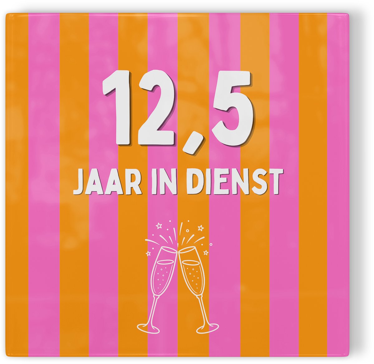 Tegeltje Jubileum roze oranje 12,5 jaar in dienst - tegeltje jubileum - tegeltje met tekst