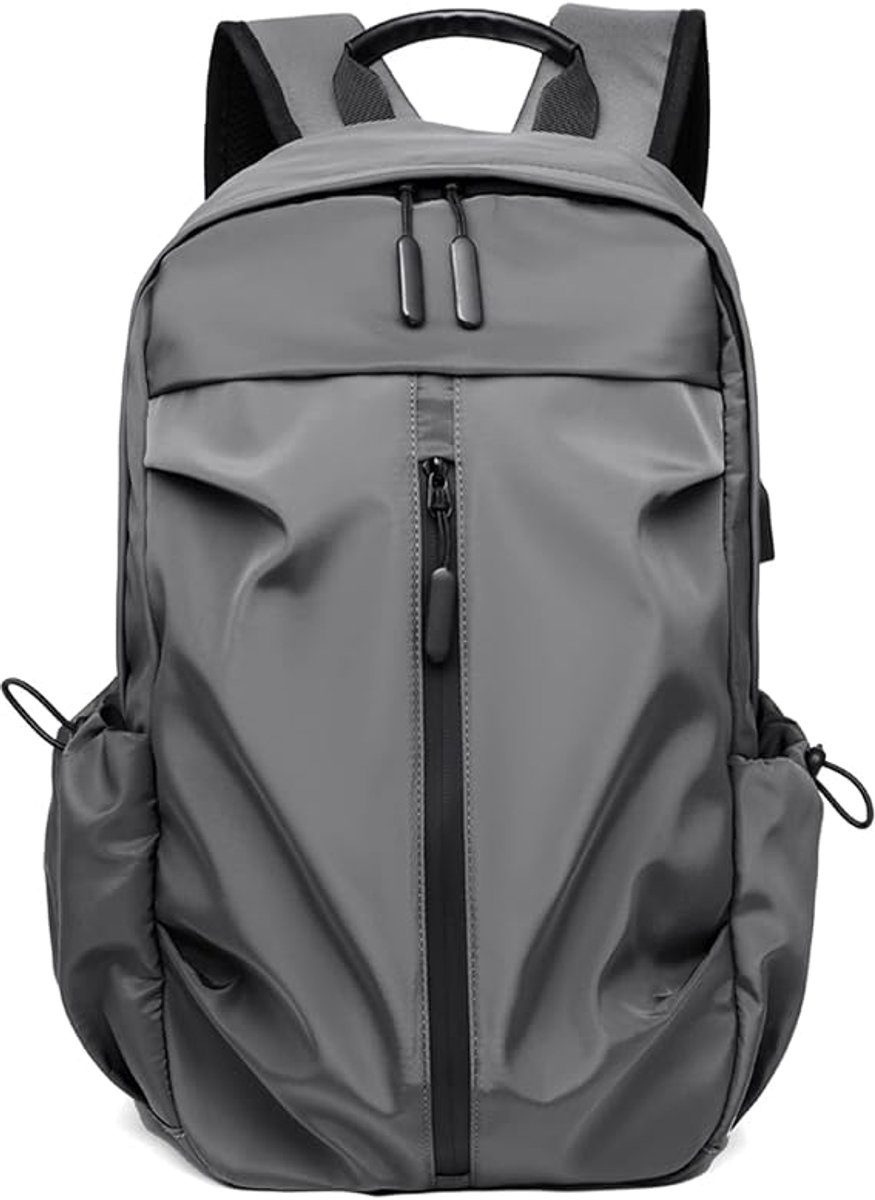 Bobypet - Waterdichte Rugzak met 15.6 Inch Laptopvak - Lichtgewicht Reisrugzak met USB Oplaadpoort - Rugtas met Kofferband voor Heren & Dames - Schooltas & Werktas - Grijs