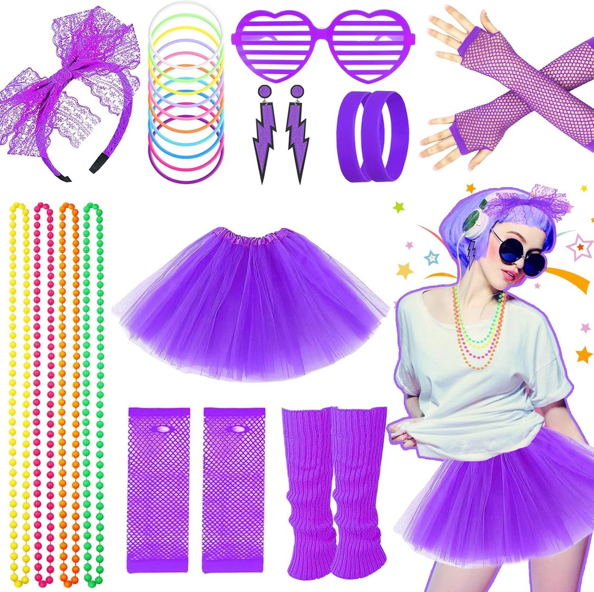 80 verkleedkleding voor dames en meisjes, jaren 80 feestkostuum