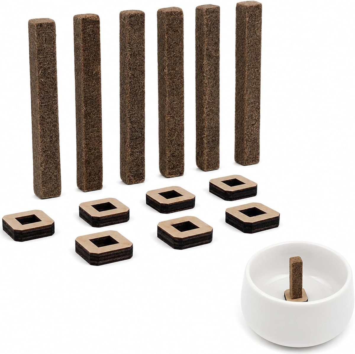 6 x kaarslont 10 mm voor waxeters, permanente lont van hout met