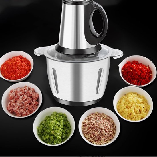 Mini-hakmolen, 2 liter, 300 W, 3 snelheden, voor vlees/groenten/fruit/noten/babyvoeding van MINI — afbeelding 3