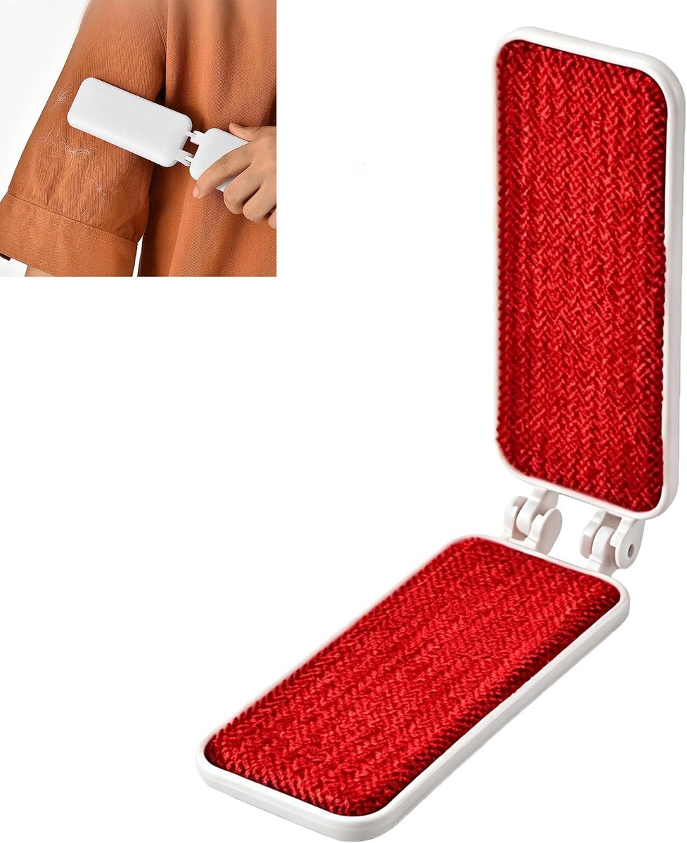 pluisverwijderingsborstel, dubbelzijdige pluisborstel, 1 stuk, wit, rood, mini-pluisborstel, geschikt voor het verwijderen van stof, haren en andere deeltjes van kleding
