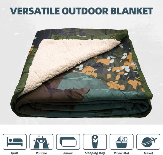 Thijox - Sherpa Campingdeken 3-in-1, Ultralicht, Warm, Waterdicht, Poncho en Slaapzak, Thermodeken voor Camping, Auto, Picknick, 145x van Thijox — afbeelding 2