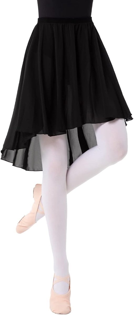 Balletrok voor dames, chiffon, dansrok, met elastische tailleband