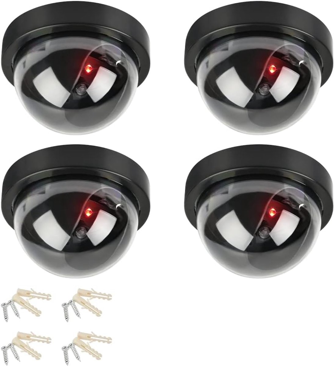 4 STKS Dummy Camera's CCTV, Dome Dummy Fake Security CCTV Camera Simulatie Monitor met LED Knipperend Licht, Dummy Fake Camera, Outdoor Indoor Gebruik voor Huizen & Zaken