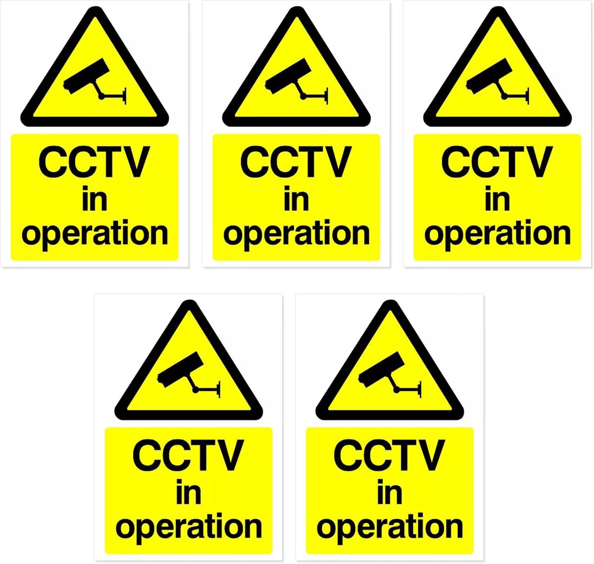 Set van 5 CCTV Stickers, Zelfklevende 'CCTV in Gebruik' Waarschuwingstekens 75x100mm, Geschikt voor Binnen- en Buitengebruik