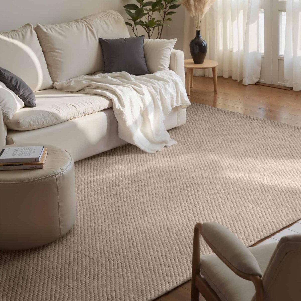 Elle Decoration Lyon wollen vloerkleed Beans Naturel/Beige - 140 x 200 cm - (M)