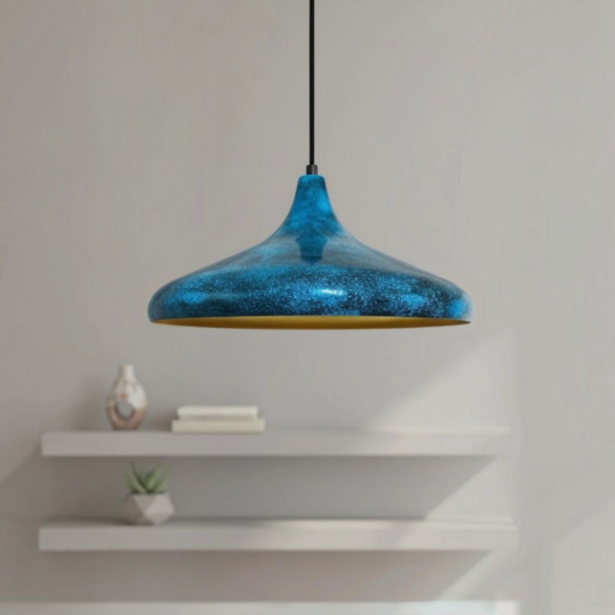 Bamyum Champion hanglamp, industriële Modern stijl, Ø35 cm, blauw metalen lamp