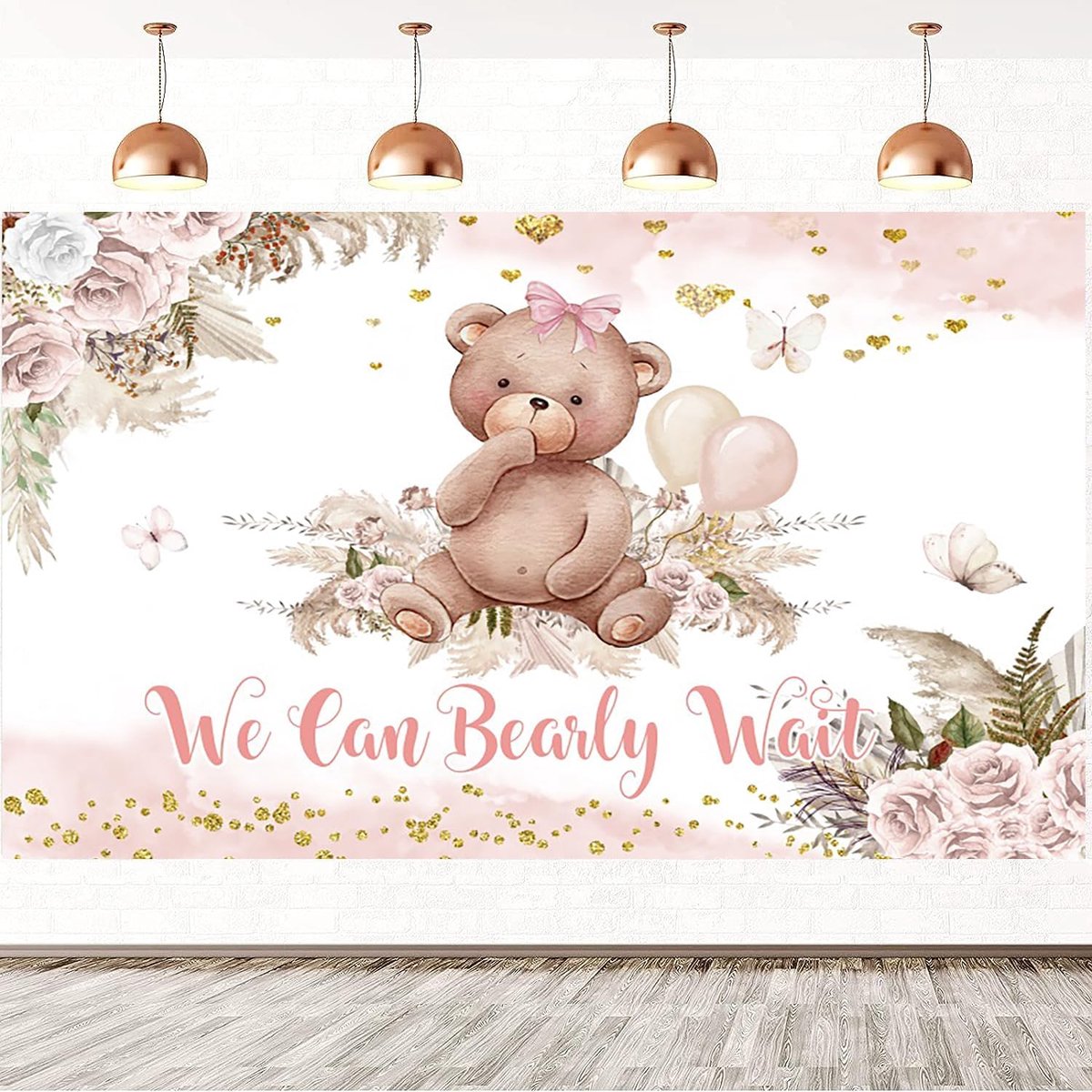 5x3FT Baby Shower Achtergrond We Kunnen Bearly Wachten Mooie Beer