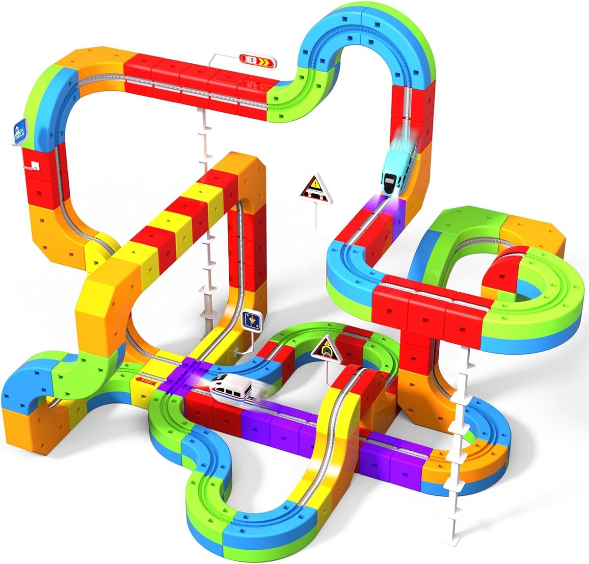 Trein Set 110 Delen - 3D Magnetische Treinbaan - Diy Bouwset met Cube