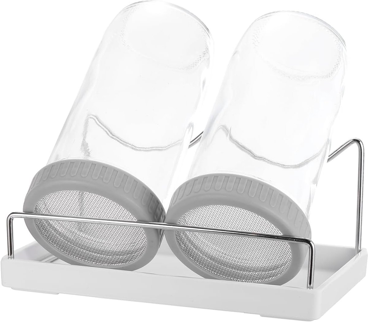 Kiemglas set - 2 stuks 730ml kiemglas incl. 1 houder, 1 dienblad, 1