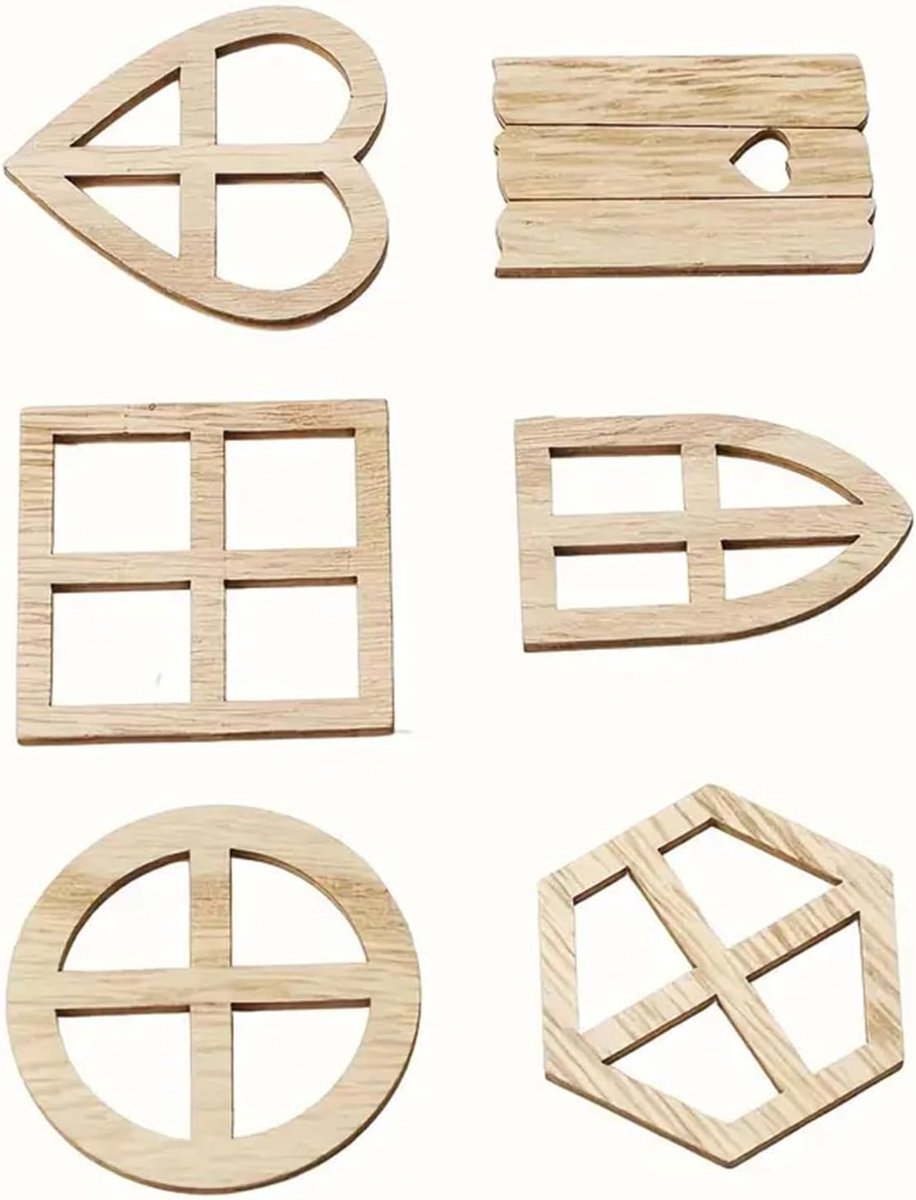 50 stuks fee tuindeur, raamvorm houten stukken, hout mini raam fee