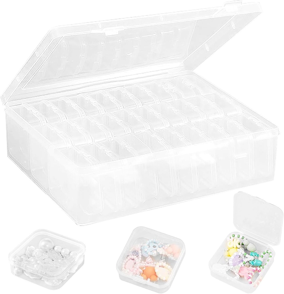 SnelShoppen - Opbergdozen met Deksel, Kleine Transparante Plastic Dozen, Mini Opbergdozen en Kralenorganizer, 30 Stuks voor Klein Gereedschap, Oorbell