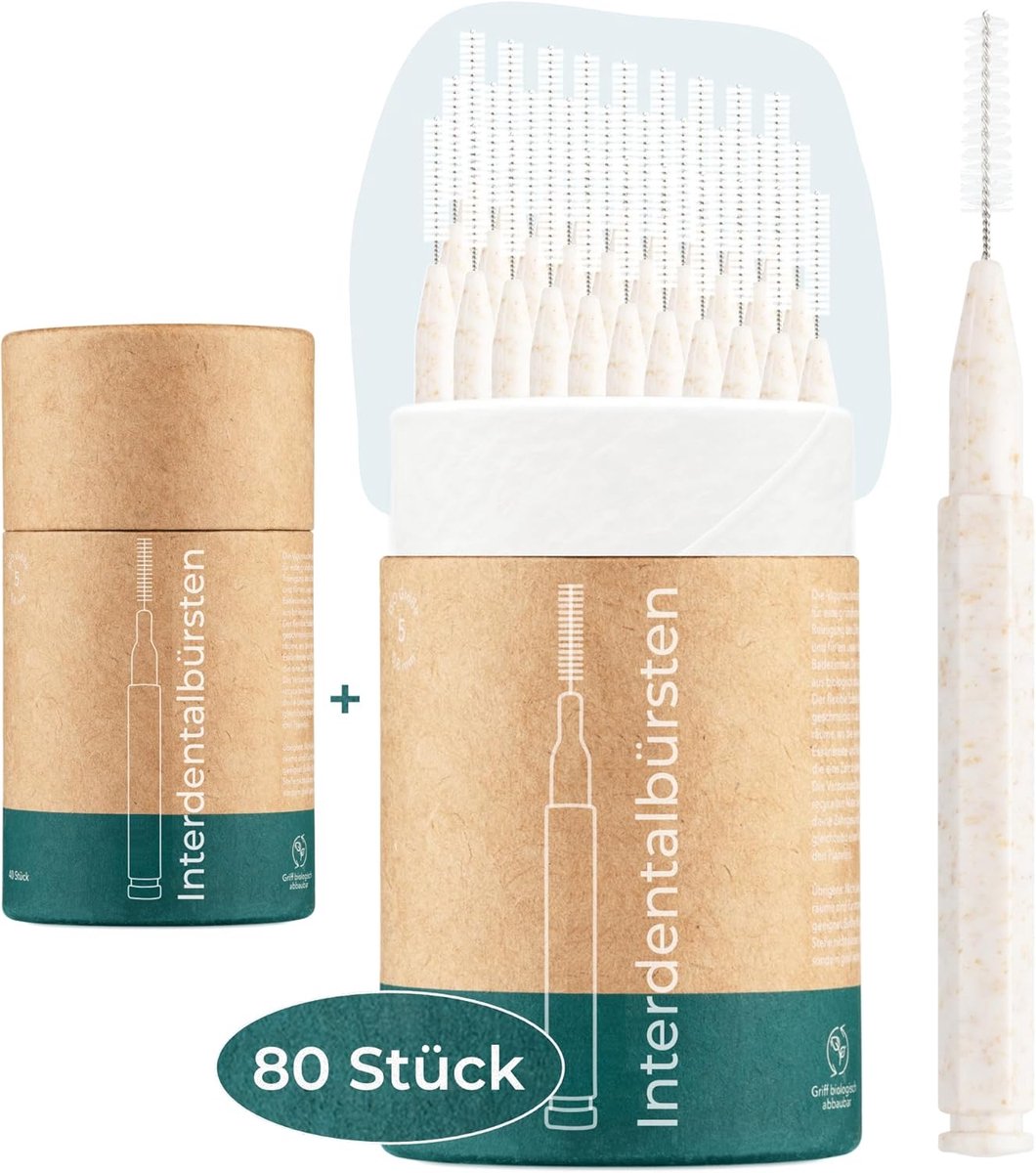 SnelShoppen - 80 stuks duurzame interdentale borstels ISO 5, 0.8 mm - Interdentale borstels voor grondige tandreiniging, praktische tandenborstels voo