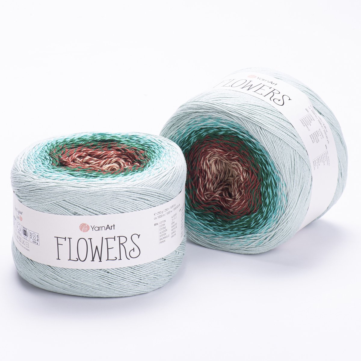 YarnArt Flowers Verloopgaren - 55% Katoen 45% Acryl - voor Haken en Breien - 250g / 1000m - Kleur 318