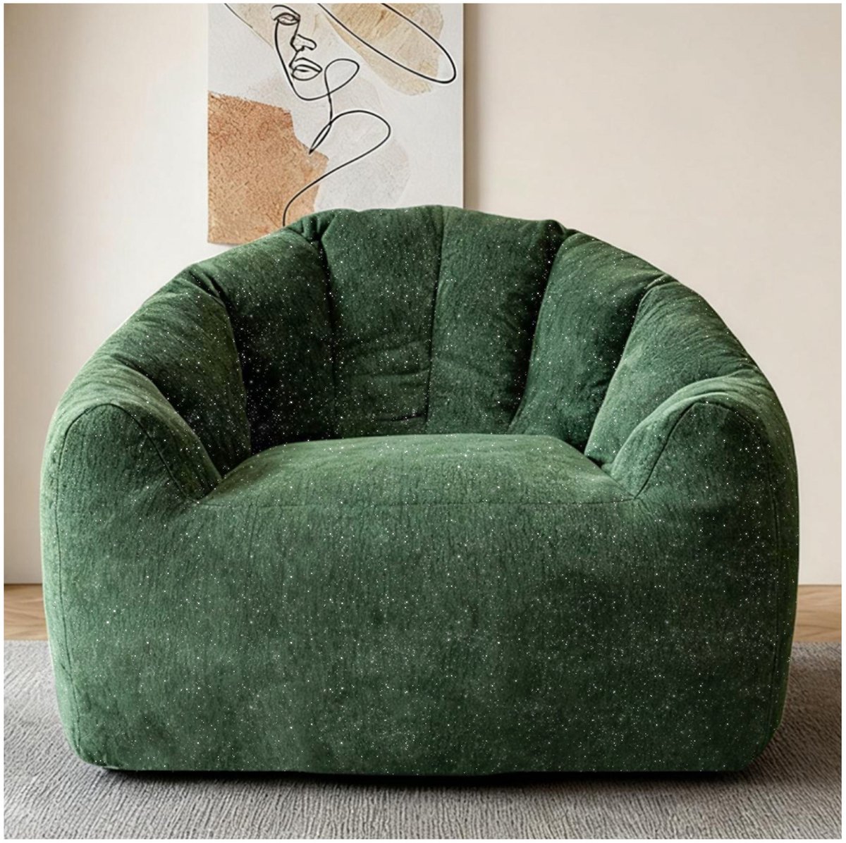COVREO Zitzakstoel 86,3 x 99 x 64,7 cm groen, stof met rugleuning